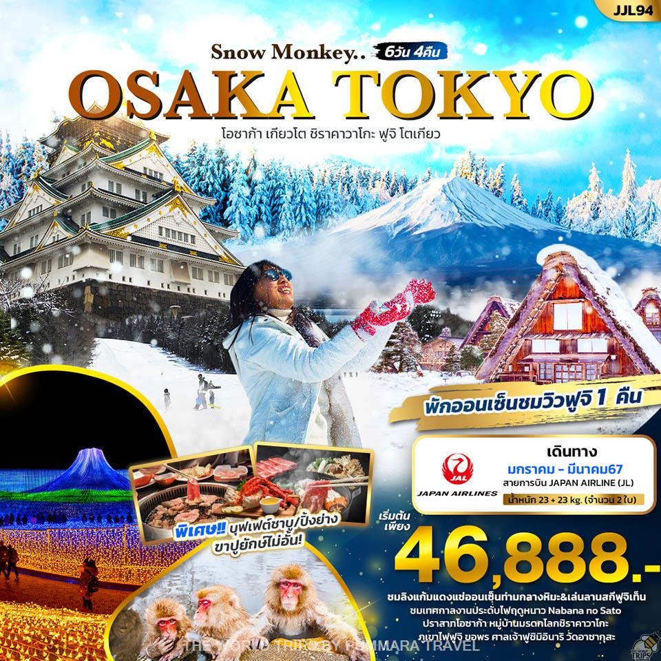 WTPT0657 : Snow Monkey OSAKA TOKYO 6วัน4คืน โอซาก้า เกียวโต ชิราคาวาโกะ ฟูจิ โตเกียว