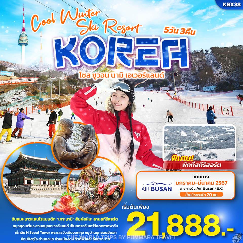 WTPT0662 : COOL WINTER SKI RESORT KOREA โซล ซูวอน นามิ เอเวอร์แลนด์ 5วัน 3คืน
